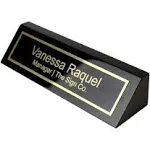 Personalized Business Desk Name Plate - Office Name Plate for Desk - Black Piano - Includes Engraving