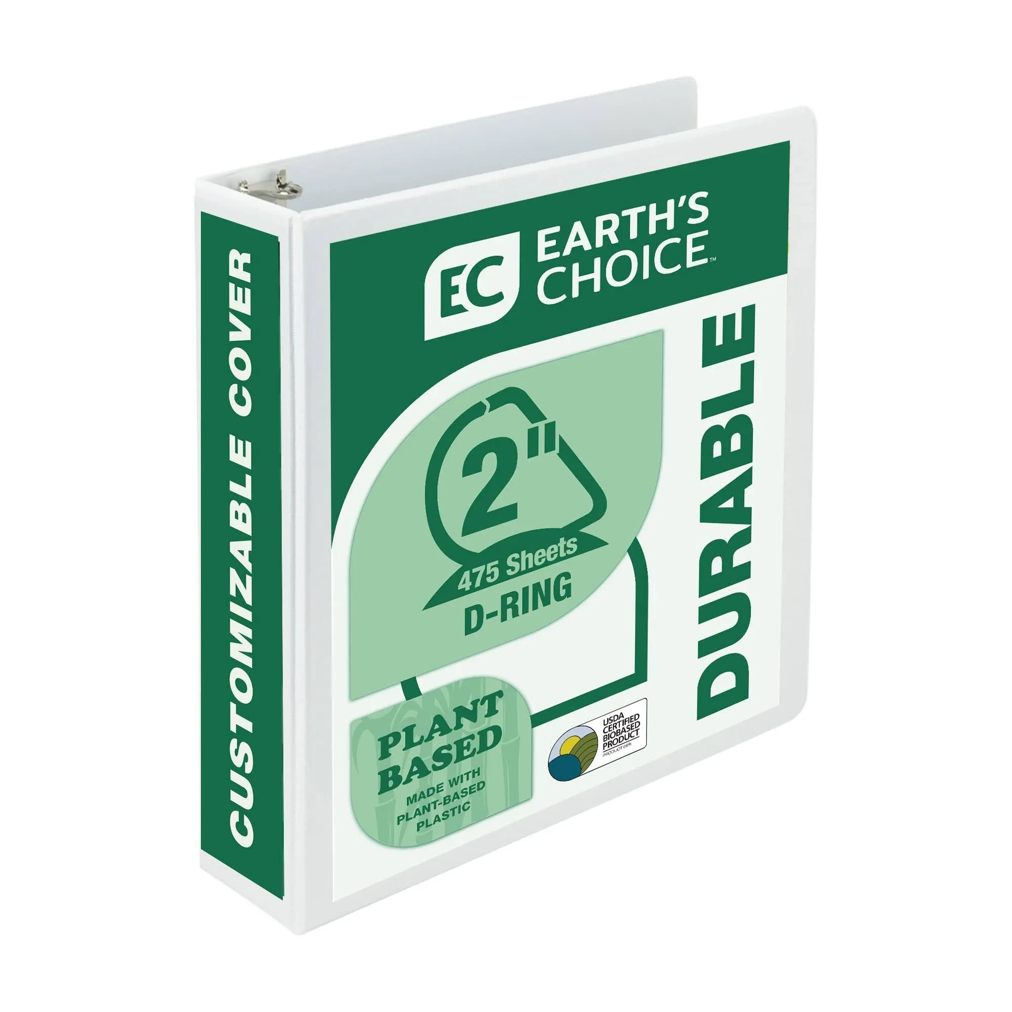 Samsill Earth's Choice Biobased D-Ring View Binder, 2" Cap, White