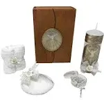 Baptism Candle Set in a Wooden Box with Towel, Catholic Baptism Kit ,Candle, ...