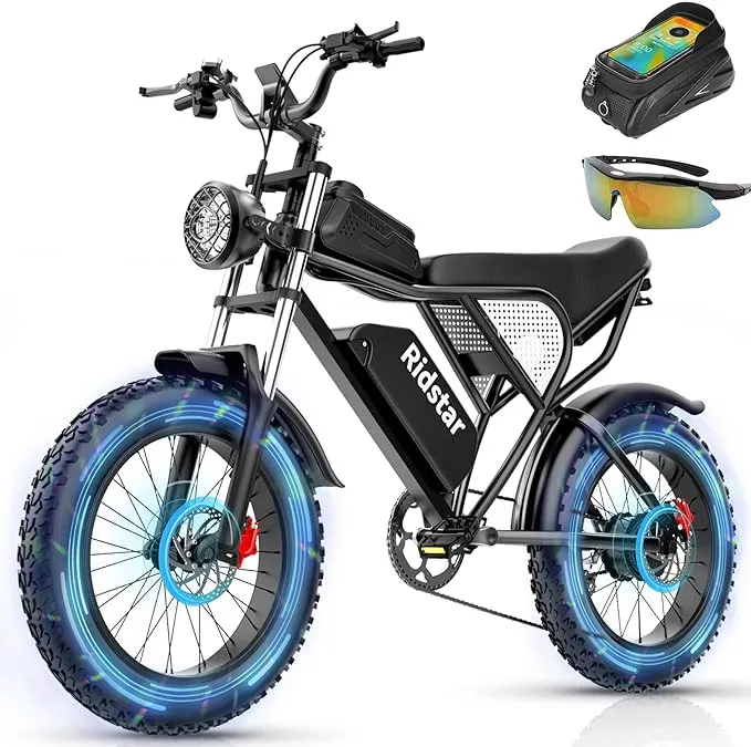 Electric Bike for Adult, 1000/1500W Motor 20 inch Fat Tire Ebike,Up to 30/33MPH & 50-70Miles,15/20AH Removable Battery, 7 Speed Gear Hydraulic Brakes Electric Motorcycle Bicycle