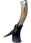 Replicartz Large Viking Drinking Horn with Stand - Authentic & Food Safe Cup - No Leaks - Norse Drinking Beer Mug with 20 oz Capacity Best Choice of