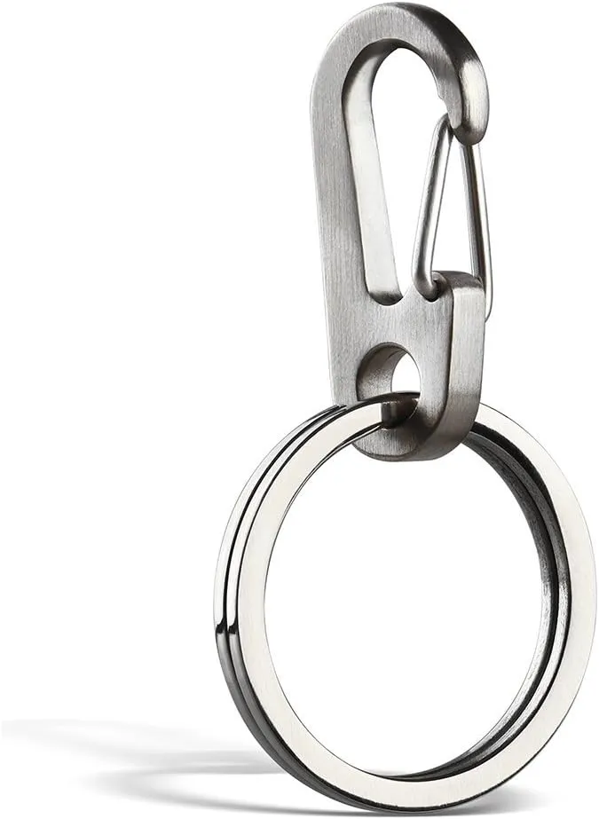 Titanium Keychain Carabiner Clip - Large Quick Release Snap Hook and Key Ring, Key Organizer Holder for Men and Women