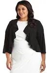 R & M Richards Women's Plus Size Ruffle Shrug, Black, 3X