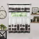 Modern Farmhouse Window Curtain Set, Black, Valabce 58x13 Inches, Tiers 58x36 Inches