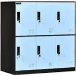 6 Door Locker Office Storage Locker Home and School Storage Organizer Metal Storage Cabinet with Lock for Classroom Gym Kids Room Playroom (Blue)