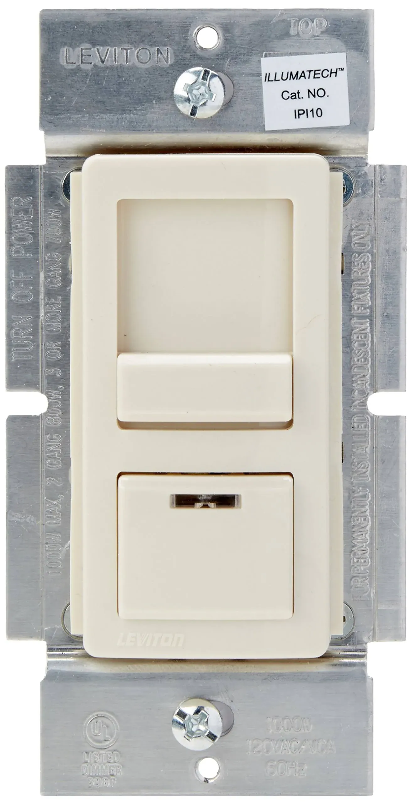 Leviton IllumaTech Dimmer Switch for Incandescent Bulbs, IPI10-1LZ, White, Image