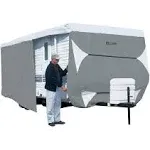 Classic Accessories Over Drive PolyPRO3 Deluxe Travel Trailer/Toy Hauler Cover, Fits 20'-22' RVs, RV Cover, Motorhome Trailer, Zippered Panels, Tear-Resistant, All Season Protection, Grey/White