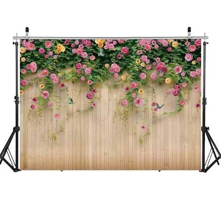 WOLADA 7x5FT Flower Wall Backdrop Spring Backdrop Spring Floral Photo Backdro...