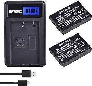 Batmax 2x 2400mAh KLIC-5001 Li-ion Battery + LCD USB Charger for Kodak Easyshare P712 P850 P880 Z730 Z760 Z7590 DX6490 DX7440 DX7590 DX7630 Zoom and Sanyo DB-L50 DMX-WH1 HD1010 FH11 HD2000 VPC-WH1 HD2