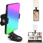 RGB Phone Light Clip, 360° Full Color Selfie Light for Phone 2500K-8500K CRI 95+, 2000mAh Rechargeable Selfie Light for Live Stream, Video Conference, Vlog, Makeup