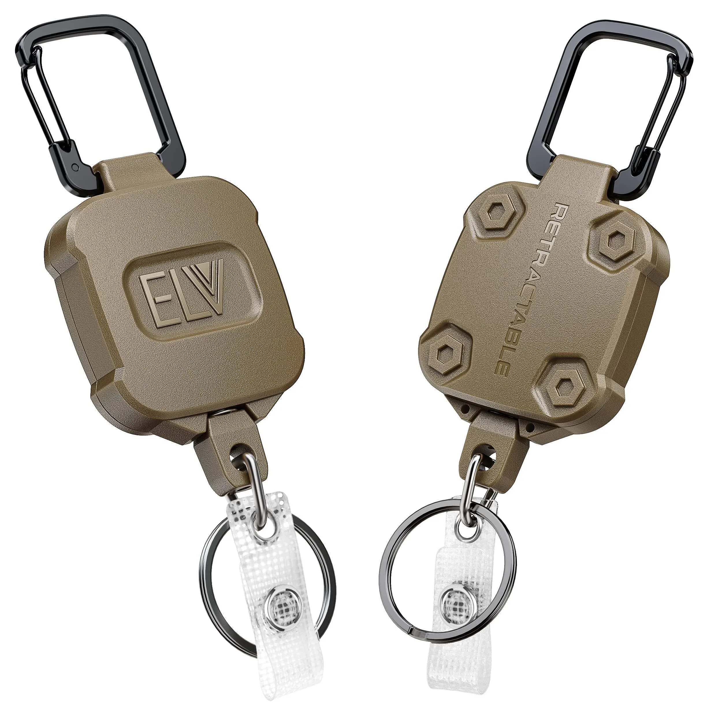 2 Pack ELV Self Retractable ID Badge Holder Key Reel, Heavy Duty, 32 Inches Cord