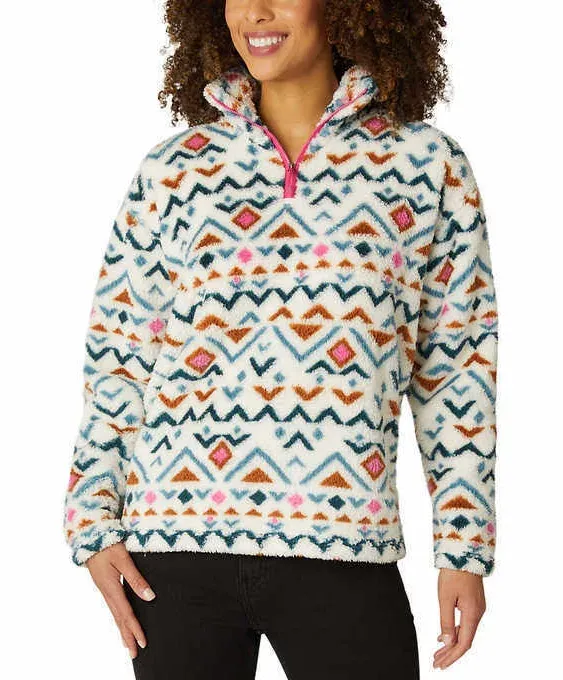 Eddie Bauer Ladies&#039; Plush Sherpa Quarter Zip Mock Neck Pullover C44