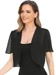 Women Bolero Shrug Soft Chiffon Open Front Sheer Short Sleeve Cropped Cardigans for Evening Dress