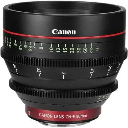 Canon CN-E 50mm T1.3 L F Cine Lens (6570B001) + Lens Pouch + Cap Keeper + Cleaning Kit + More (Renewed)