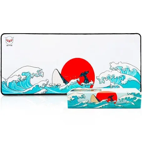 Womier Large Mouse Pad, Coral Sea Gaming Mouse Pad, Waterproof Big Desk Pads 27.6 x 11.8 Inches, Non-Slip Rubber Table Mat for Office Laptop PC Gamer, Kanagawa Surfing MousePads