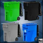 Set of 3 Blue Recycling Trash Cans With Lid &amp; Wheels for WWE &amp; AEW Figures