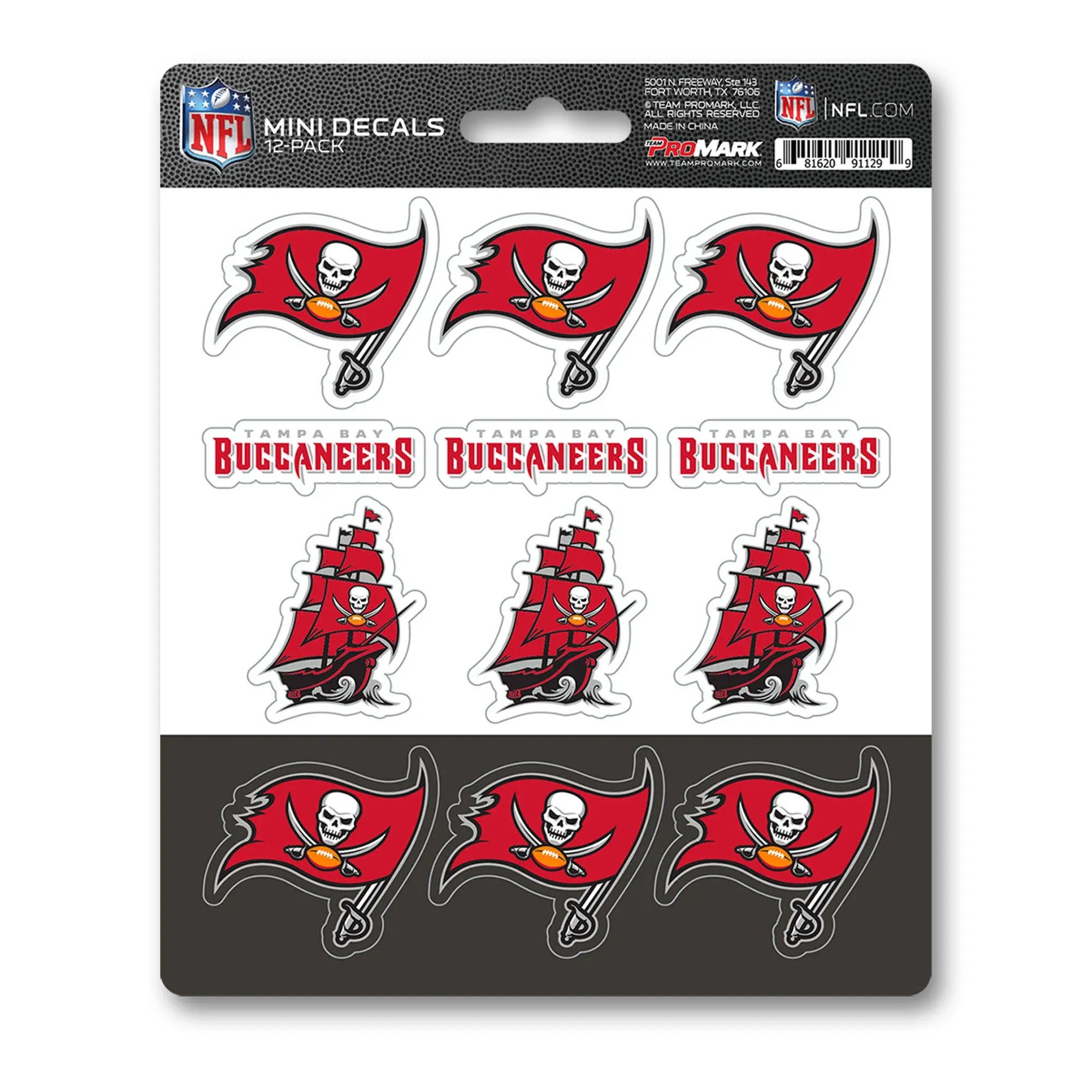 Tampa Bay Buccaneers 12 Count Mini Decal Sticker Pack