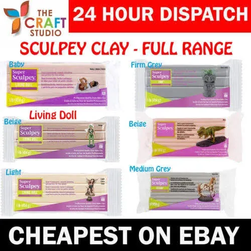 Super Sculpey Living Doll Oven-Bake Clay - Baby Skin Tone Clay - Pack of 3 (1 Pound)