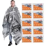 ANLOKE Emergency Blankets Mylar Thermal Blanket,(10 Pack) of Gigantic Space Blanket 82 * 64 in. Survival Blankets Heavy Duty Camping Gear,First Aid