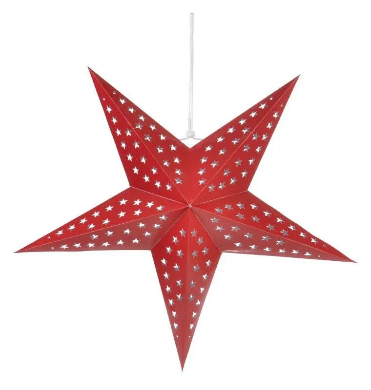 PaperLanternStore.com 24 Inch White Star Moon Cut-Out Paper Star Lantern, Hanging Decoration