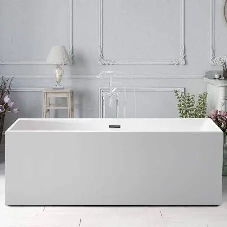 Talence 59 in. Acrylic Flatbottom Freestanding Bathtub in White/Polished Chrome