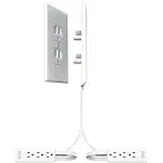 Sleek Socket Ultra-Thin Outlet Concealer & Cord Concealer Kits, Two 3 Outlet, 3-ft Cord & Power Strips, Universal Size (Ideal for Kitchen