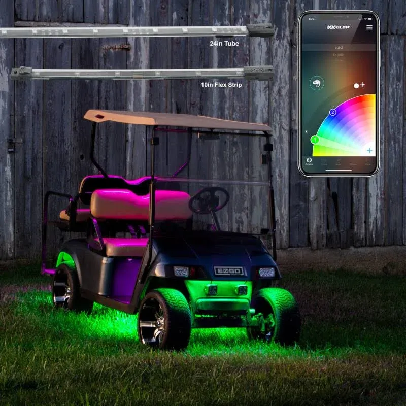 XK Glow LED Golf Cart Accent Light Kits XKchrome Smartphone App