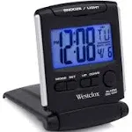 Westclox 72028 Fold-Up Travel Alarm Clock Medium Black