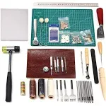 Leather Sewing Tools 44 pcs Leather Craft Tools Kit for Hand Sewing Stitching, Stamping Set and Saddle Making