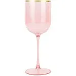 12oz Pink Gold Rim Plastic Wine Goblets