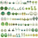 JJG Wholesales 80pcs(40PAIRS) Assorted Gold Plated GREEN Theme Enamel Dainty Dangle Pendants Charms for Earrings Jewelry Making Necklace Bracelet Craft Findings