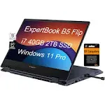 ASUS ExpertBook B5 Thin & Light Flip Business Laptop, 14” FHD, Intel Core i7-1195G7, 1TB SSD, 16GB RAM, All Day Battery, Enterprise-Grade Video Conference, NumberPad, Win 11 Pro, B5402FEA-XS75T