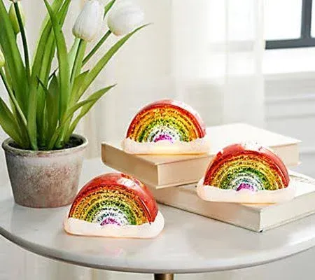 Set of 3 Illuminated Mercury Glass Rainbows by Valerie