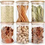 Urban Green Glass Jars with Airtight Lids,Canisters with Wood Lids(Pk Of 6 27oz)