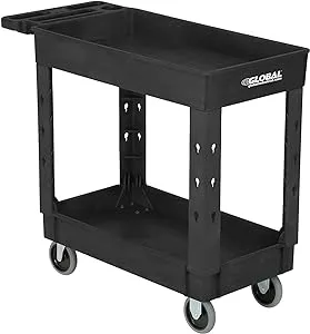 3 Tray Shelf Plastic Service  Utility Cart 44” x 25-1/2” 5&#034; Rubber Casters