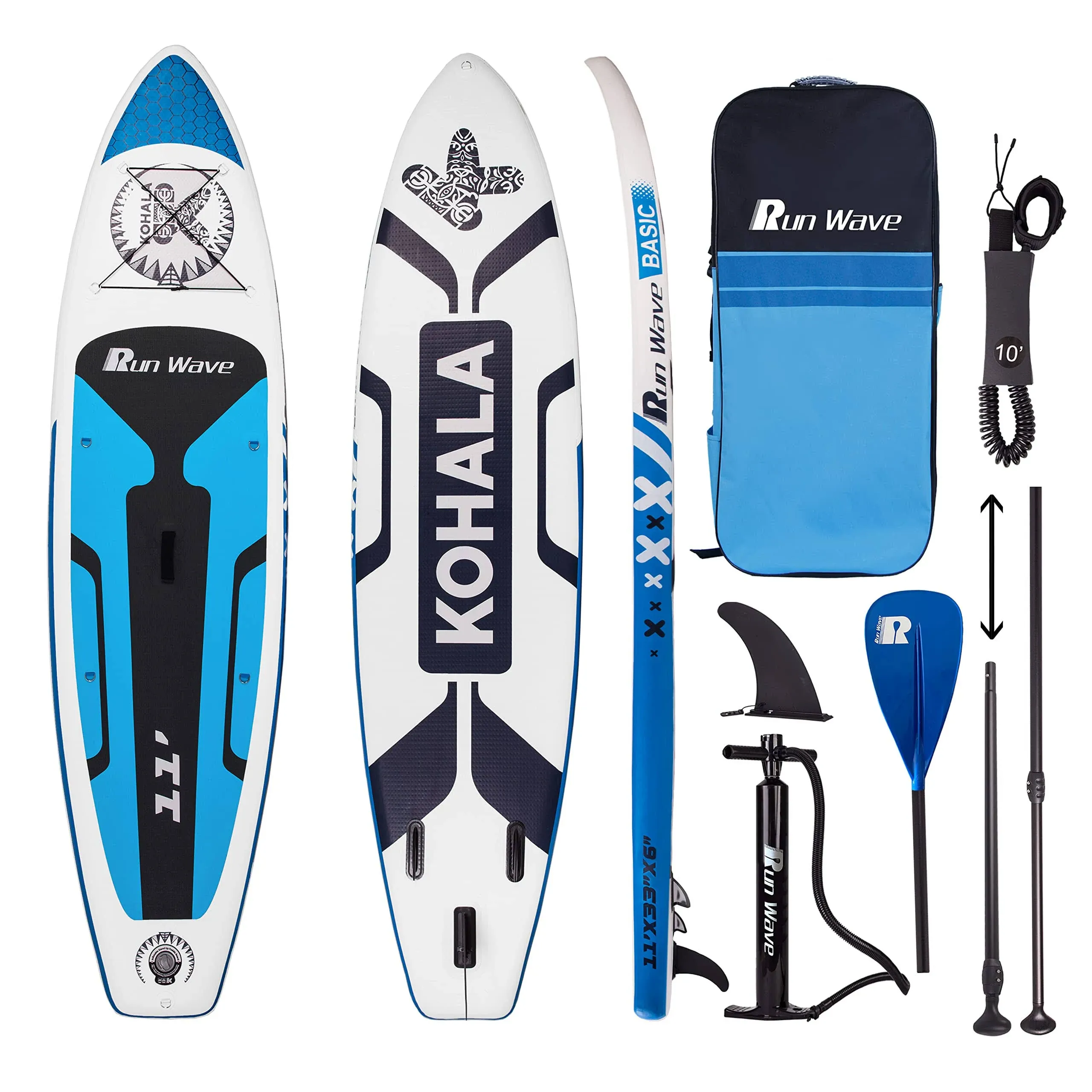 Runwave Inflatable Stand Up Paddle Board 11'×33''×6''(6'' Thick) Non-Slip Deck with Premium SUP Accessories | Wide Stance, Bottom Fins for Surfing Control | Youth Adults