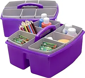 Storex Large Caddy with Sorting Cups, 2-Pack - Purple