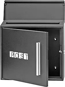 Locking Security Mailbox Wall Mount Xlarge Capacity Mail Box Galvanized Steel Po