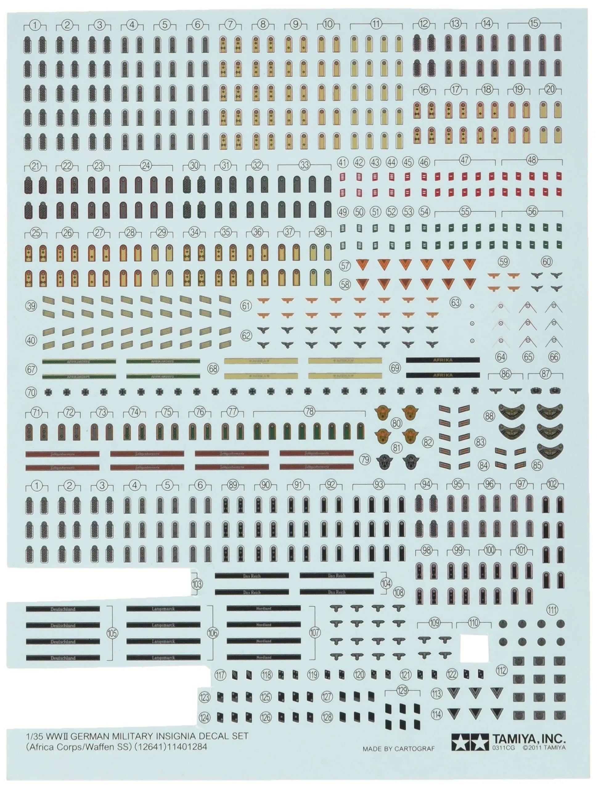 Tamiya WWII German Military Insignia Decal Set