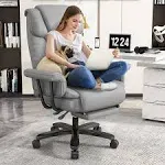 GYI Big and Tall Office Chair 400LBS with Wide Seat and Arms, 160° Reclining Office Chair with Footrest, Comfortable Executive Office Desk Chair High Back, Computer Chair Home Office