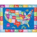 Eric Carle Elementary USA Map Kids Machine Washable Area Rug Blue/Red, 35&#034;x51&#034;