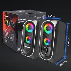 Computer Speakers, 2.0 Stereo Volume Control w/ RGB Light USB Powered Gaming Speakers for PC/Laptops/Desktops/Phone/Ipad/Game Machine (5Wx2)