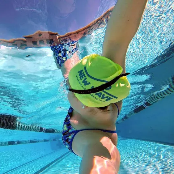 New Wave Swim Cap - Silicone Swim Cap Swim Buoy (Fluo Green)