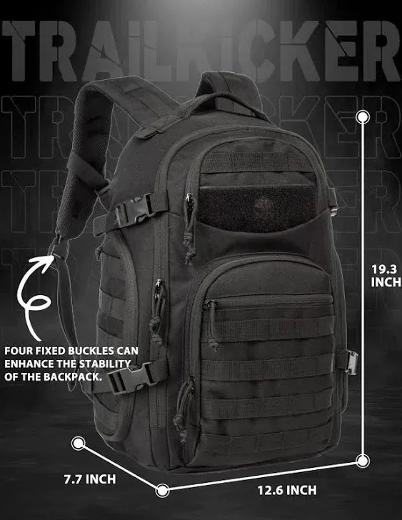 TRAILKICKER Tactical Laptop Backpack Military Backpack for Men Black Tactical Bag Backpack