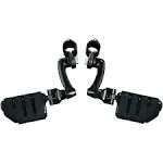 Kuryakyn 7599 Motorcycle Foot Controls: Longhorn Offset Trident Dually Highway Pegs with Magnum Quick Clamps for 1-1/4" Engine Guards/Tubing, Gloss Black, 1 Pair