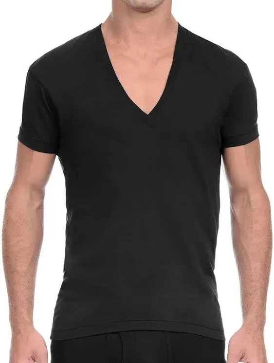 Pima Cotton Slim-Fit Deep V-Neck