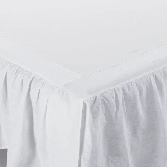 Linen Bed Skirt, Dust Ruffle, 16" Drop Full / Natural