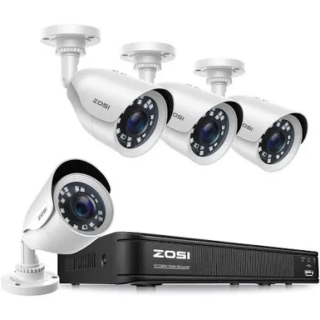 ZOSI H.265+ 8CH 5MP Lite DVR 6 1080P Outdoor Surveillance Security Camera System