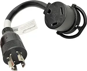 Parkworld 62657 Adapter Cord 4-Prong 20A Generator Locking Male Plug L14-20P to TT-30R RV 30A Female Receptacle 1 Feet