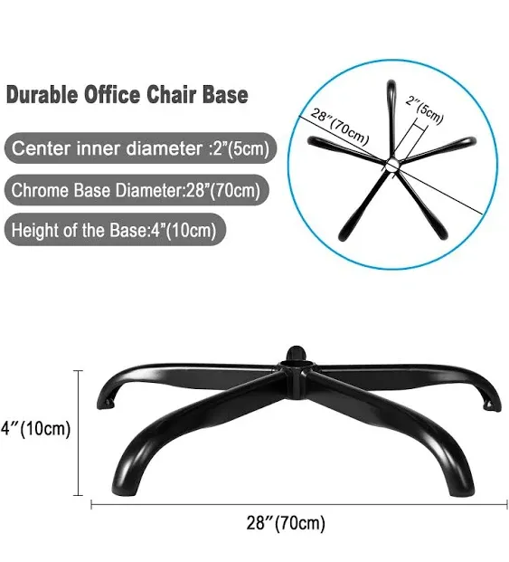 Frassie 25 Inch Office Chair Metal Base Replacement Heavy Duty 2500 Lbs Universal Computer Chair Base Part with 5 Casters